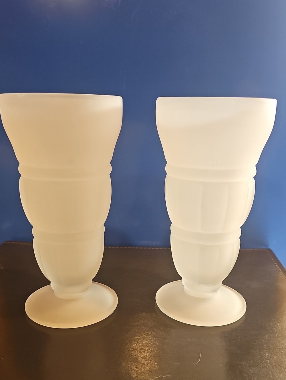 Pair Of Indiana Glass Frosted Ice Cream Glasses
